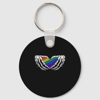 Porte-clés Fierté - Squelette Mains Tenant Coeur Classique