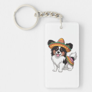 Porte-clés Fiesta Papillon Chien portant Sombrero et Sarape