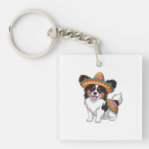 Porte-clés Fiesta Papillon Chien portant Sombrero et Sarape