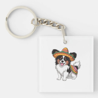 Porte-clés Fiesta Papillon Chien portant Sombrero et Sarape