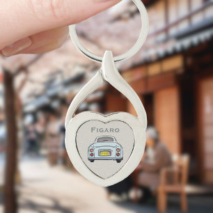 Porte-clés Figarations Pale Aqua Figaro Voiture Coeur Argent