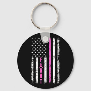 Porte-clés Fight Breast Survivor American Flag Cancer du sein