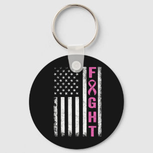 Porte-clés Fight Breast Survivor American Flag Cancer du sein