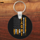 Porte-clés Fight USA Drapeau Leucémie Sensibilisation Cancer  (Recto)