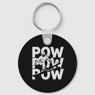 Porte-clés Figure de ski Pow Pow avec lunettes de ski casque