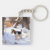 Porte-clés Fil Fox Terrier Laisser neiger Noël (Dos)