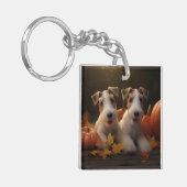 Porte-clés Fil Fox Terrier Puppy Automne Citrouille de plaisi (Devant gauche)