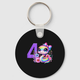 Porte-clés Fille 4 ans Anniversaire Serpent Fête Arc-en-ciel