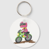 Porte-clés Fille à moto au casque rose (Verso)