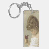 Porte-clés Fille Admirant Porte - clé d'Ephémère papillon (Devant gauche)