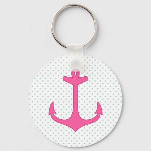 Porte-clés Fille Ancre rose Polka Dot Design nautique (Recto)