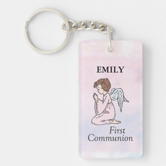 Porte-clés Fille, ange de première communion (Devant)