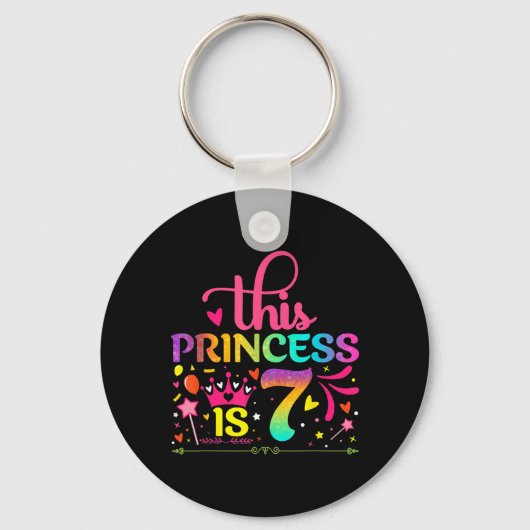 Porte-clés Fille Anniversaire 7 Ans Princesse Fille 7ème (Recto)
