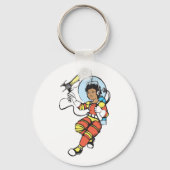 Porte-clés Fille astronaute avec lance-roquettes (Verso)