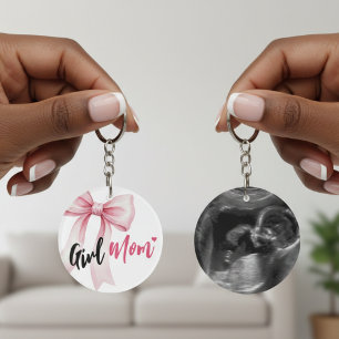Porte-clés Fille au ruban rose Maman Ruban Cadeau Baby Shower
