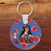 Porte-clés Fille aux oiseaux et Fleur rouge (Recto)