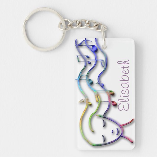 Porte-clés fille avec de la musique dans les cheveux nom pers (Devant)