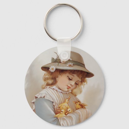 Porte-clés Fille avec des petits canards (Recto)