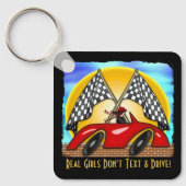 Porte-clés Fille, Baguette rouge, Drapeaux À damiers (Personn (Recto)