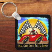 Porte-clés Fille, Baguette rouge, Drapeaux À damiers (Personn (Recto)