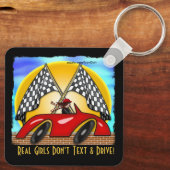 Porte-clés Fille, Baguette rouge, Drapeaux À damiers (Personn (Verso)