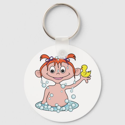 Porte-clés Fille Bath Time Amusant avec canard en caoutchouc  (Verso)