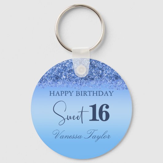 Porte-clés Fille Bleu Faux Parties scintillant Sparkly Sweet  (Recto)