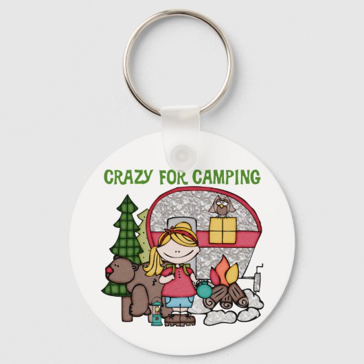 Porte-clés Fille blonde folle pour camper (Recto)