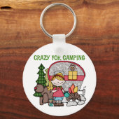 Porte-clés Fille blonde folle pour camper (Recto)