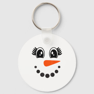 Porte-clés Fille Bonhomme de Neige Visage Pour Filles Noël Hi