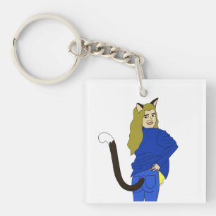 Porte-clés fille chat