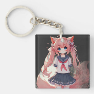 Porte-clés Fille chat anime