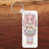 Porte-clés fille chibi de l'anime Kawaii Neko Cafe (Recto)