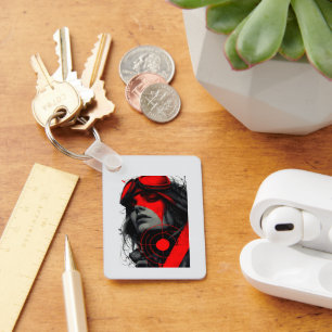 Porte-clés fille cyberpunk dystopique rebelle avec