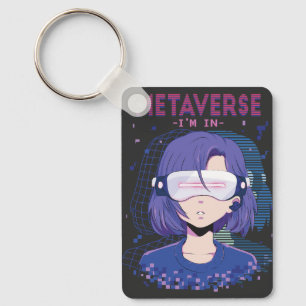 Porte-clés Fille d'anime lunettes de réalité virtuelle porte-