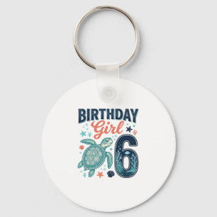Porte-clés Fille d'anniversaire 6 Tortue de mer Conception ve