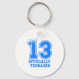Porte-clés Fille d'anniversaire Bleu Coquette Bow 13 Ans 13èm