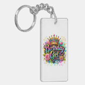Porte-clés Fille d'anniversaire royale colorée (Devant gauche)