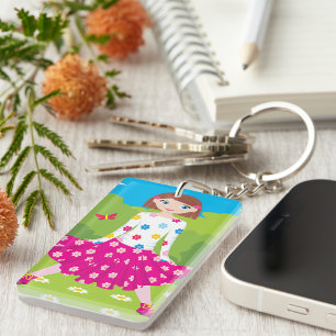 Porte-clés Fille Dans Un Porte - clé De Parc