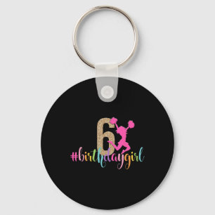 Porte-clés Fille de 6 ans d'anniversaire Cheerleader Arc-en-c