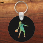 Porte-clés Fille De Basketball Jouant (Recto)