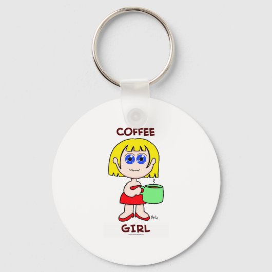 PORTE-CLÉS FILLE DE CAFÉ - CHEVEUX BLONDE (Recto)
