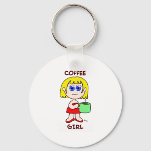 PORTE-CLÉS FILLE DE CAFÉ - CHEVEUX BLONDS