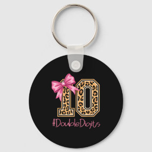 Porte-clés Fille de dix ans anniversaire nœud coquette léopar