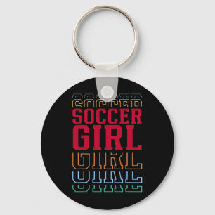 Porte-clés Fille de football Texte superposé drôle Fille jeun