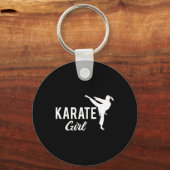 Porte-clés Fille de karaté Combattante à queue de cheval Blan (Recto)