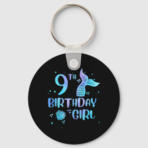 Porte-clés Fille de neuvième anniversaire sirène 9ème Tout-pe