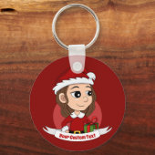 Porte-clés Fille de Noël aux cheveux bruns ondulés (Recto)