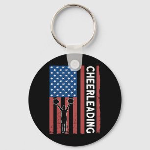 Porte-clés Fille de pom-pom girl Drapeau des États-Unis Cheer