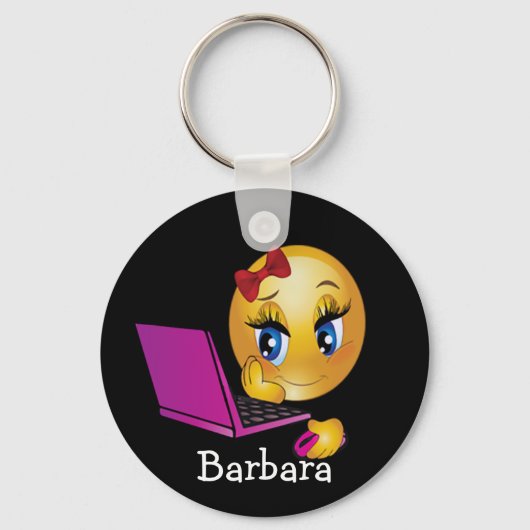 Porte-clés fille emoji ordinateur portable (Recto)